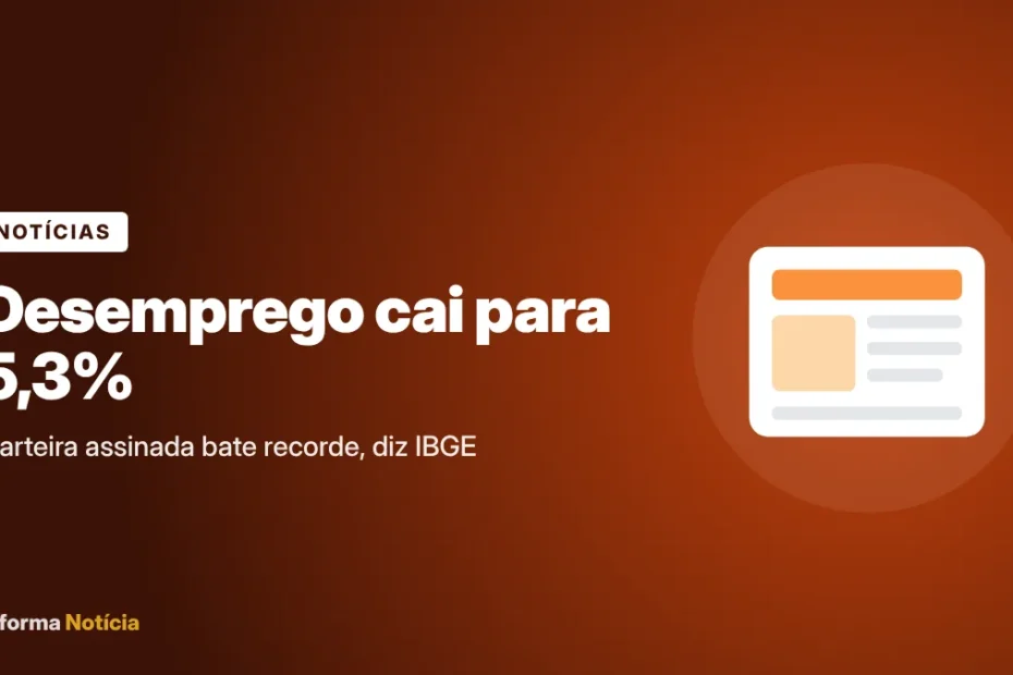Capa do artigo: Desemprego cai para 5,3% no trimestre até agosto, diz IBGE