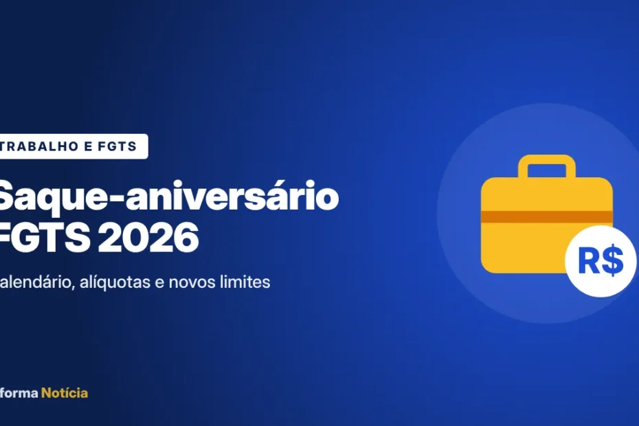 Capa do artigo: Saque-aniversário do FGTS 2026: regras, calendário e alíquotas